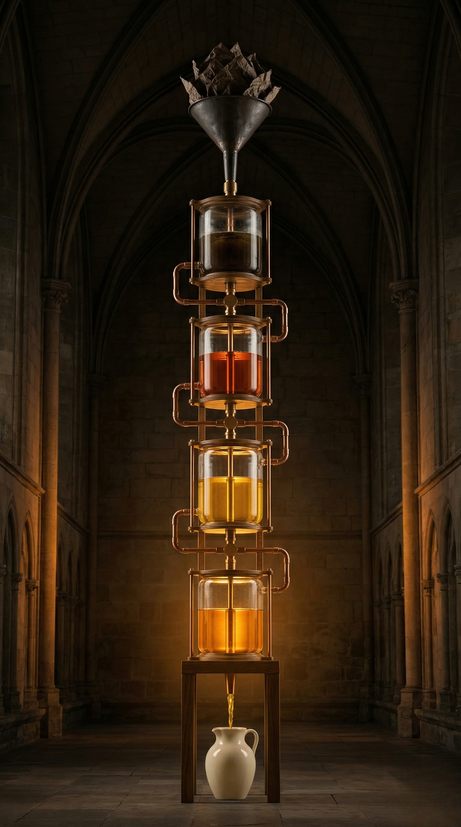 The refinement process — filtering and purifying text until both checks pass